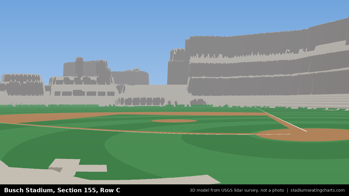View from Busch Stadium Section 155, Row C, looking toward the pitcher's mound