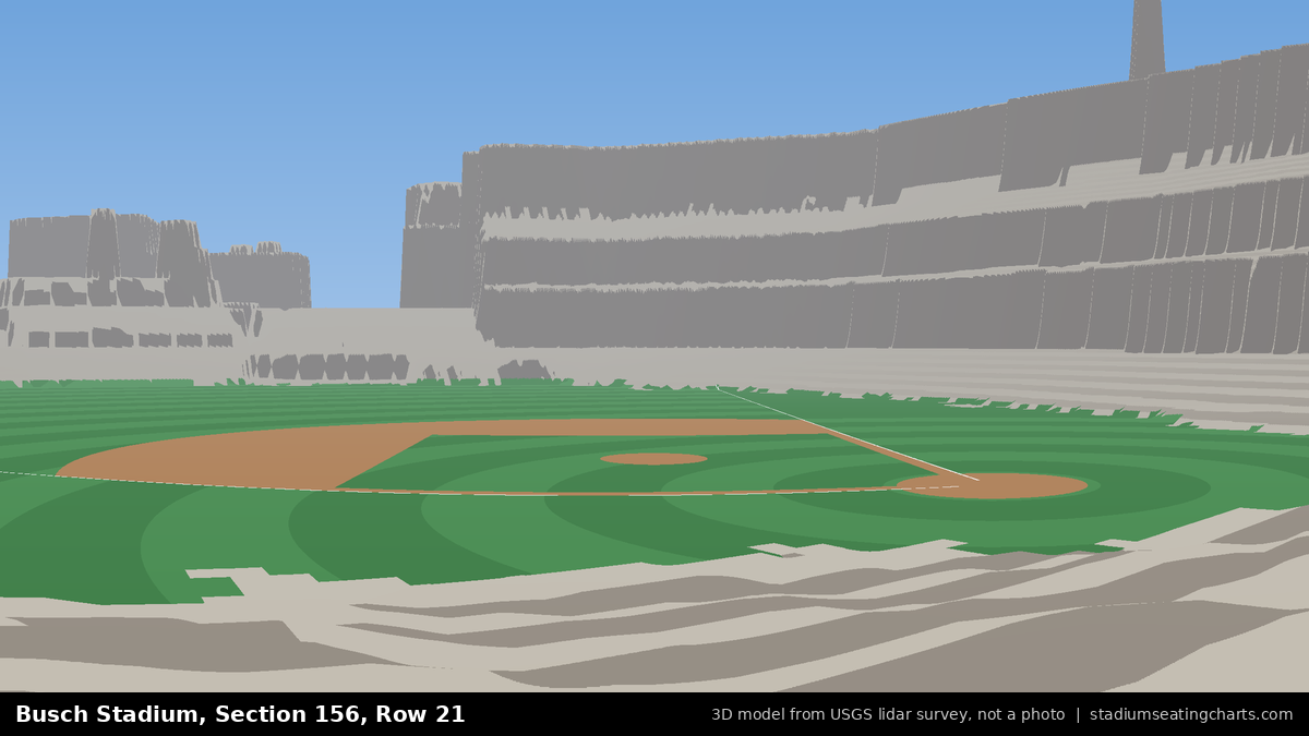 View from Busch Stadium Section 156, Row 21, looking toward the pitcher's mound