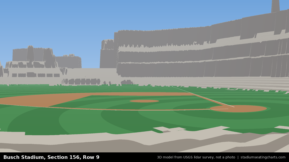 View from Busch Stadium Section 156, Row 9, looking toward the pitcher's mound