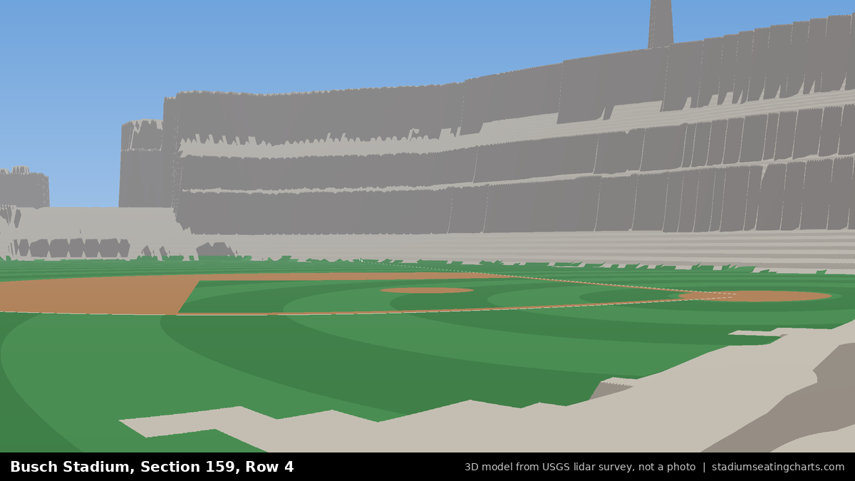 View from Busch Stadium Section 159, Row 4, looking toward the pitcher's mound
