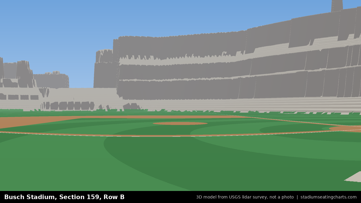 View from Busch Stadium Section 159, Row B, looking toward the pitcher's mound