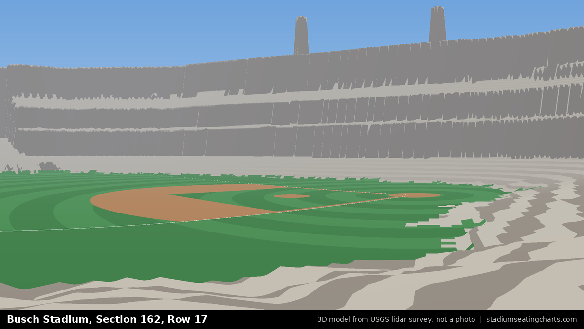 View from Busch Stadium Section 162, Row 17, looking toward the pitcher's mound