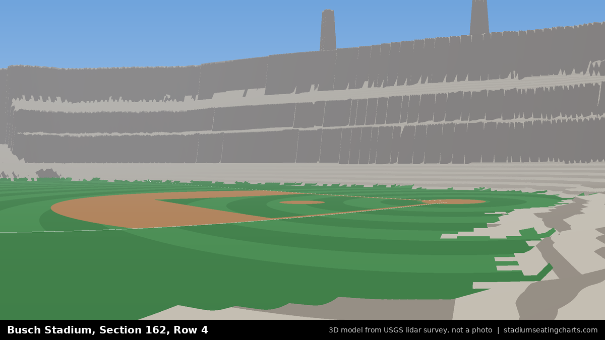 View from Busch Stadium Section 162, Row 4, looking toward the pitcher's mound