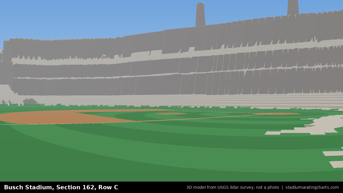 View from Busch Stadium Section 162, Row C, looking toward the pitcher's mound