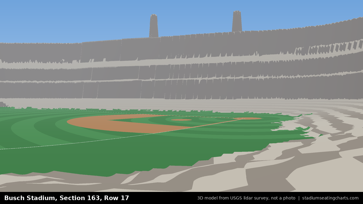 View from Busch Stadium Section 163, Row 17, looking toward the pitcher's mound