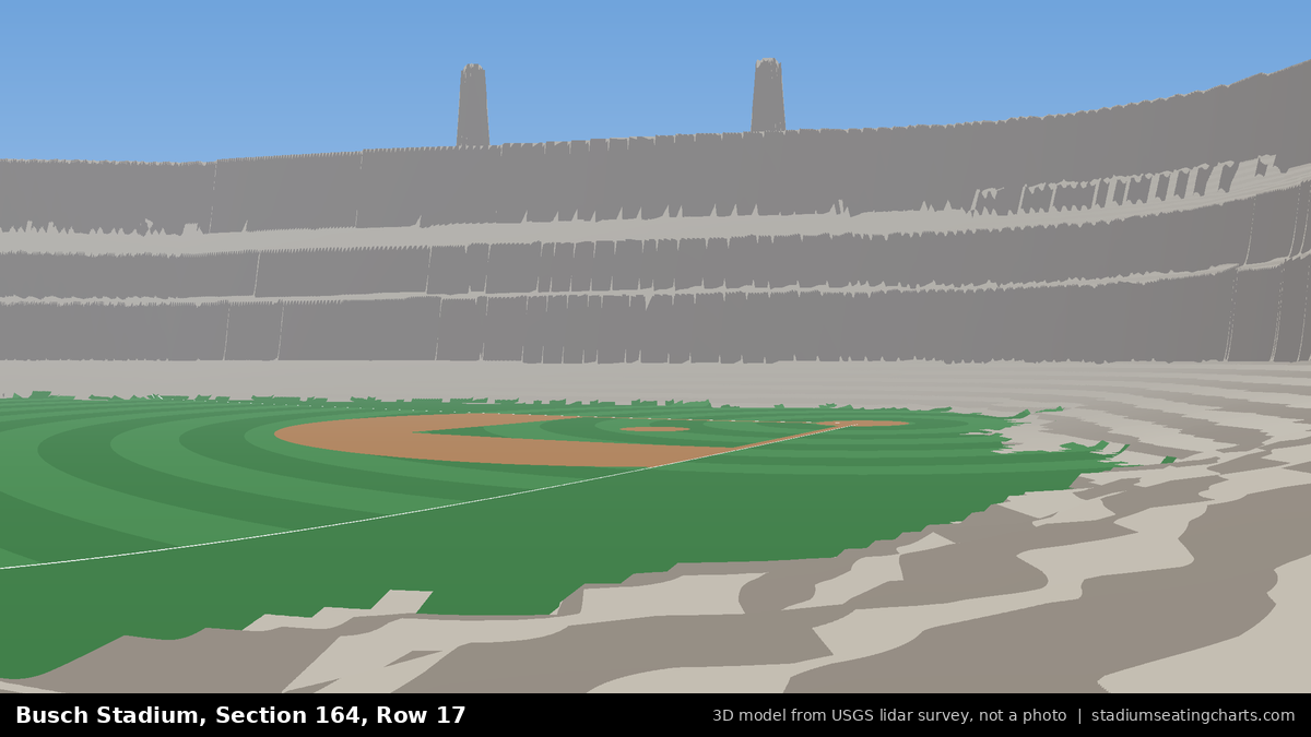 View from Busch Stadium Section 164, Row 17, looking toward the pitcher's mound
