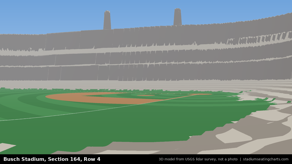 View from Busch Stadium Section 164, Row 4, looking toward the pitcher's mound