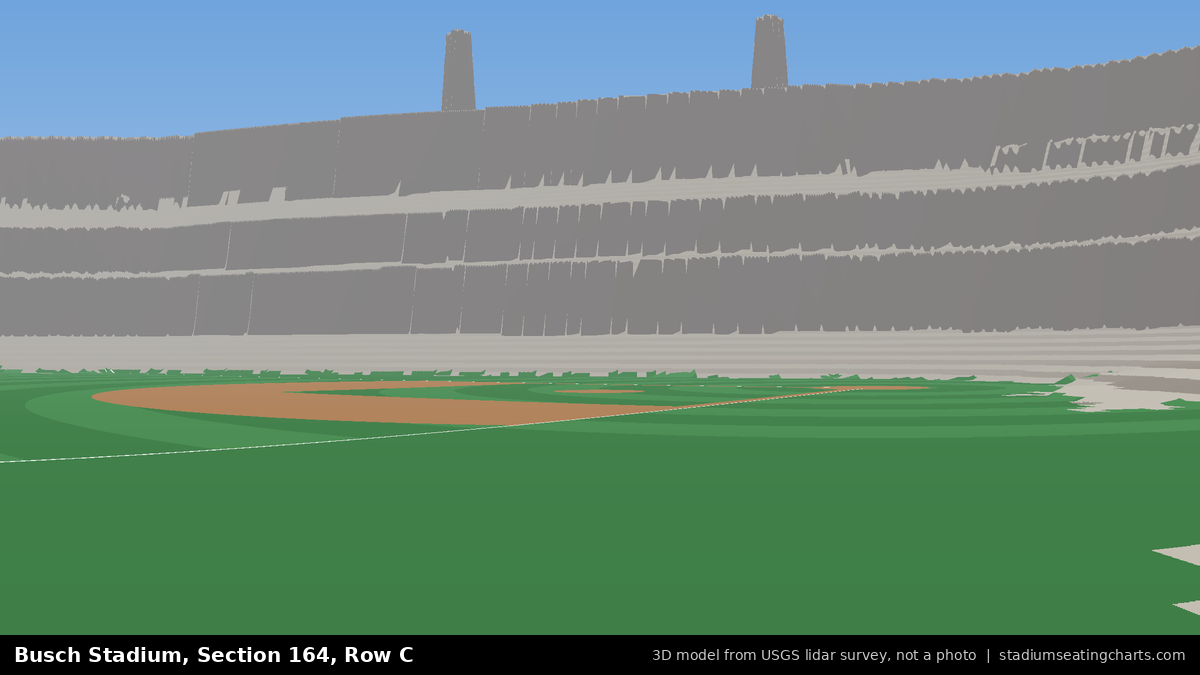 View from Busch Stadium Section 164, Row C, looking toward the pitcher's mound