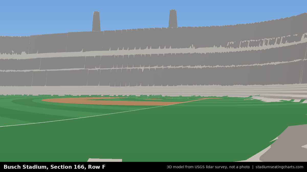 View from Busch Stadium Section 166, Row F, looking toward the pitcher's mound