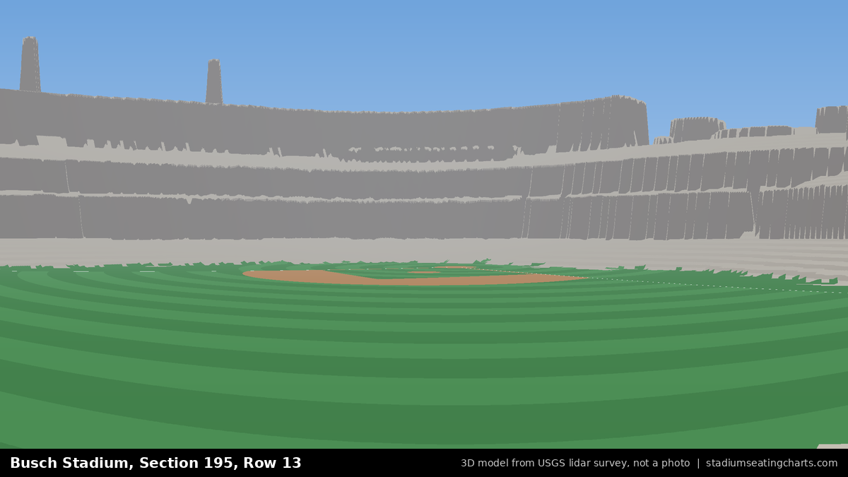 View from Busch Stadium Section 195, Row 13, looking toward the pitcher's mound