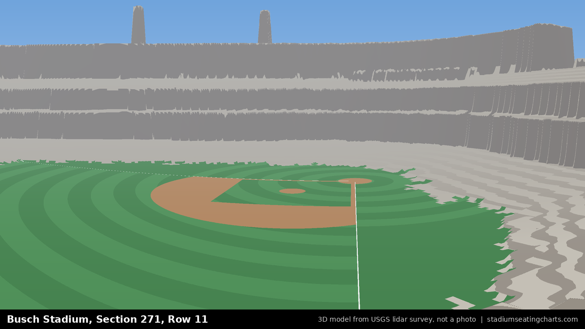 View from Busch Stadium Section 271, Row 11, looking toward the pitcher's mound