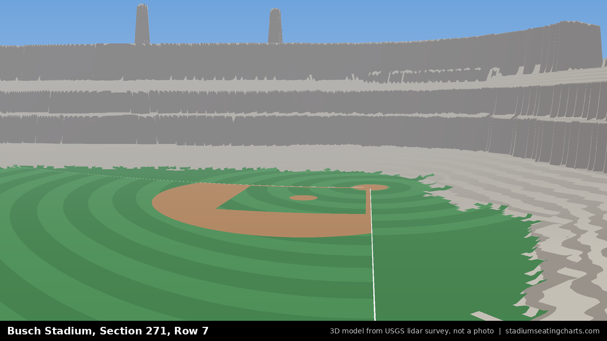 View from Busch Stadium Section 271, Row 7, looking toward the pitcher's mound
