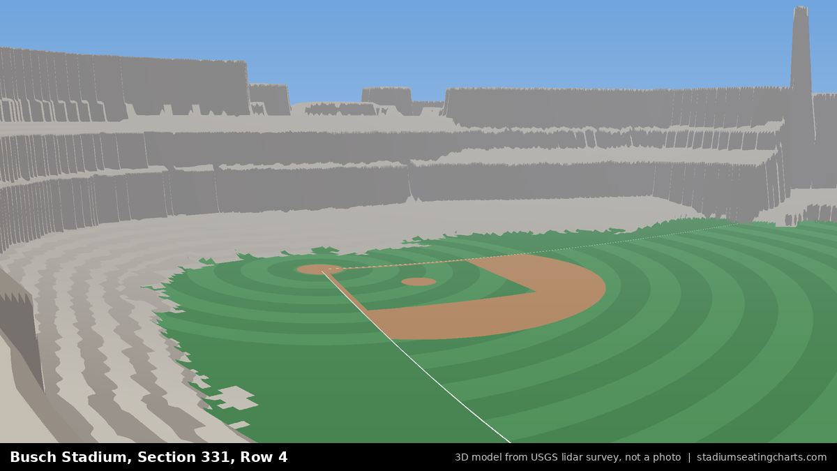 View from Busch Stadium Section 331, Row 4, looking toward the pitcher's mound