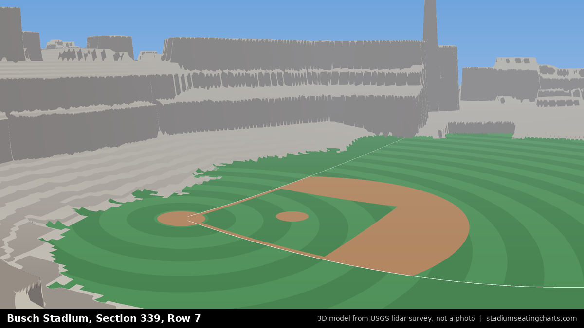 View from Busch Stadium Section 339, Row 7, looking toward the pitcher's mound