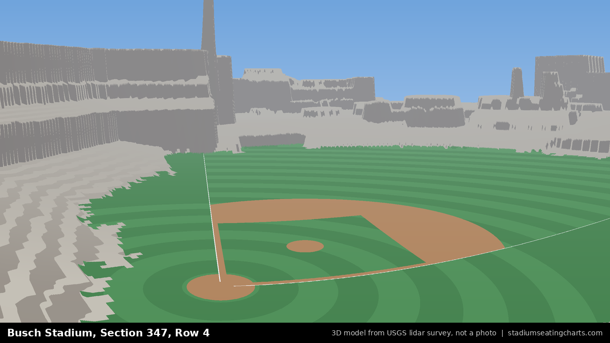 View from Busch Stadium Section 347, Row 4, looking toward the pitcher's mound