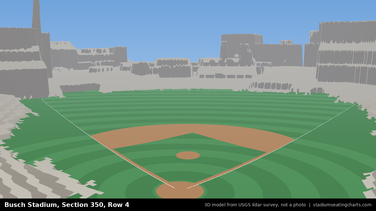 View from Busch Stadium Section 350, Row 4, looking toward the pitcher's mound