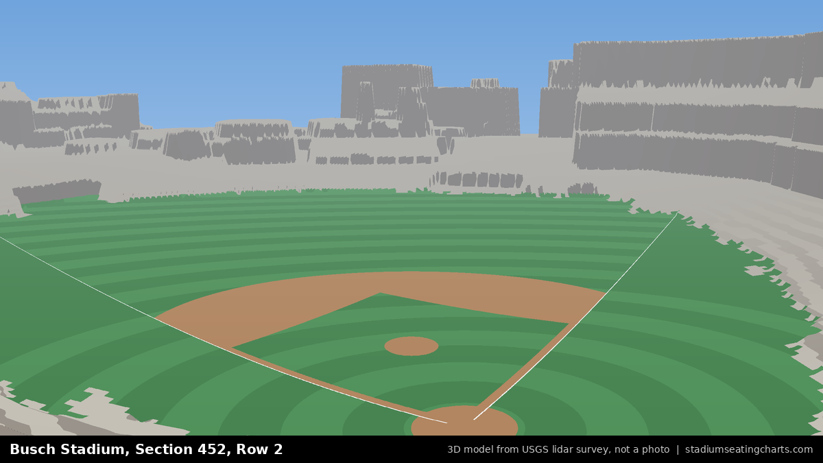 View from Busch Stadium Section 452, Row 2, looking toward the pitcher's mound