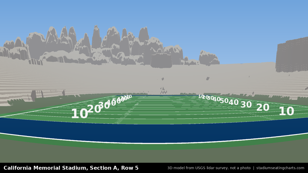 View from California Memorial Stadium Section A, Row 5, looking toward the field