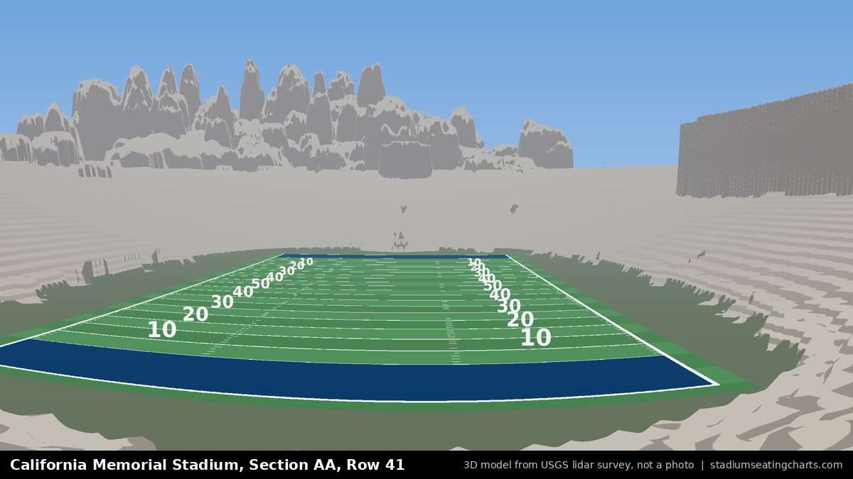 View from California Memorial Stadium Section AA, Row 41, looking toward the field