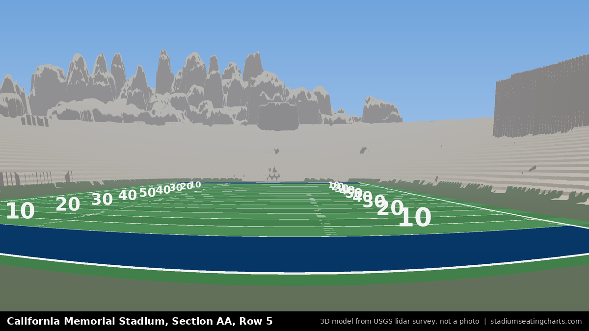 View from California Memorial Stadium Section AA, Row 5, looking toward the field