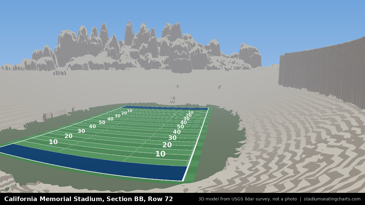 View from California Memorial Stadium Section BB, Row 72, looking toward the field