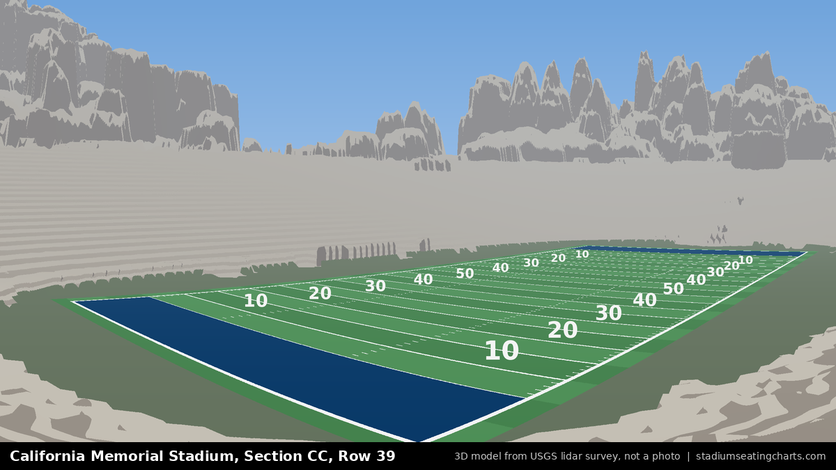 View from California Memorial Stadium Section CC, Row 39, looking toward the field