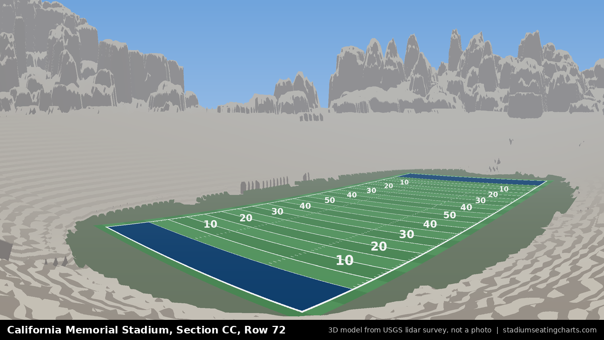 View from California Memorial Stadium Section CC, Row 72, looking toward the field