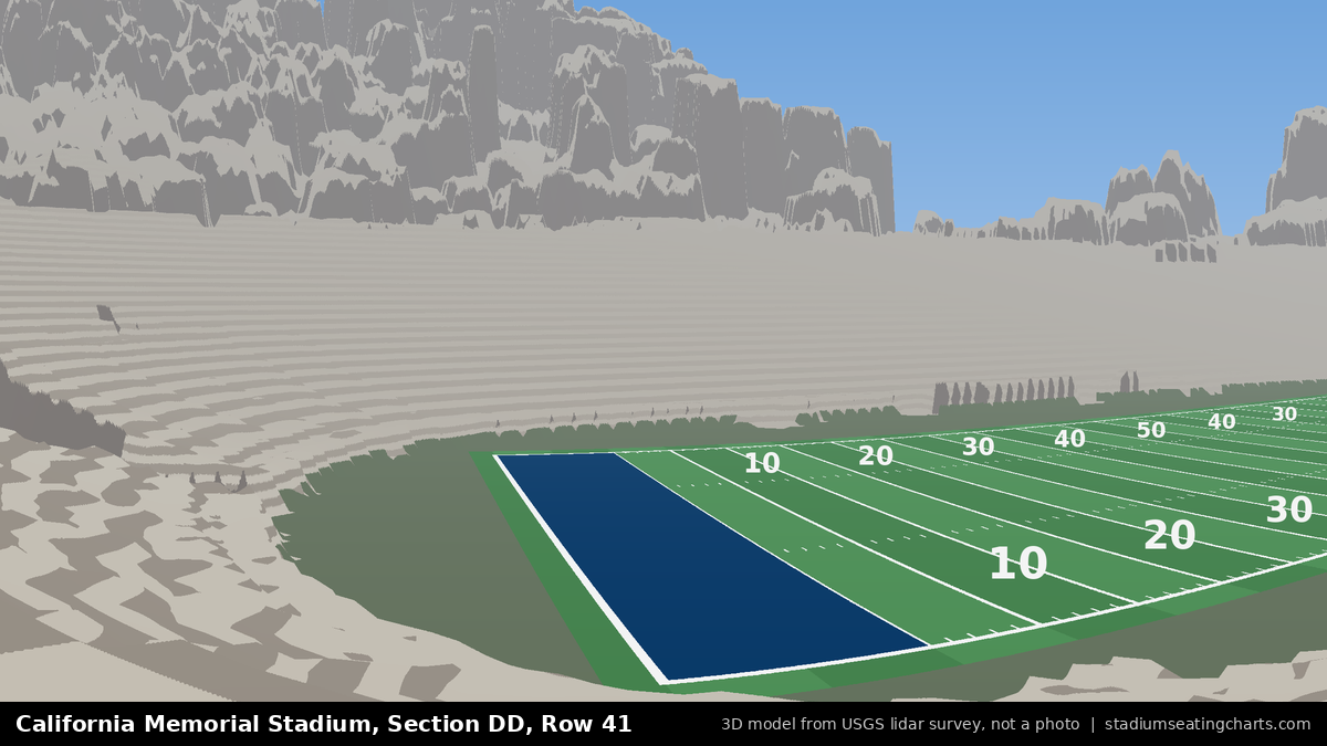 View from California Memorial Stadium Section DD, Row 41, looking toward the field