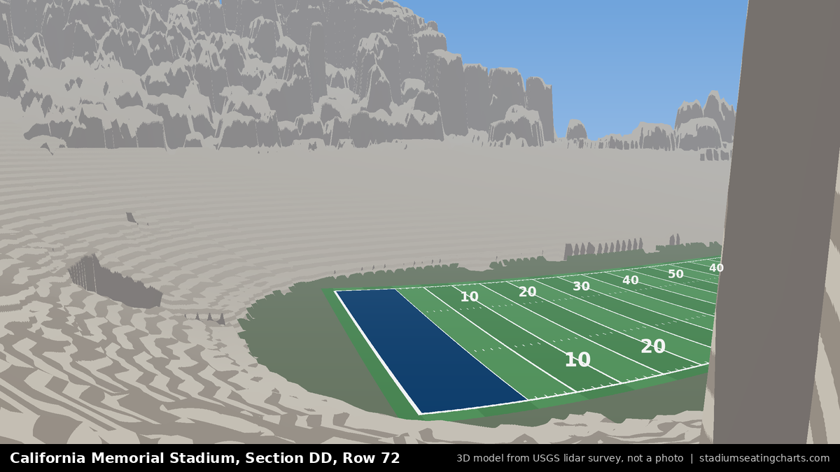 View from California Memorial Stadium Section DD, Row 72, looking toward the field