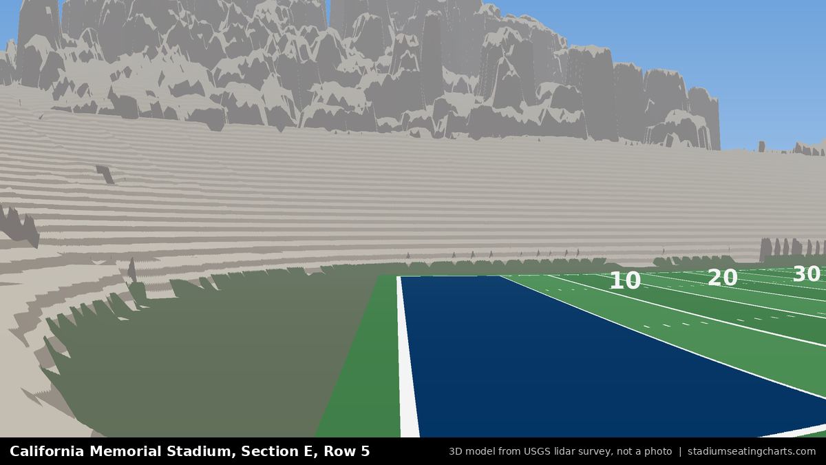 View from California Memorial Stadium Section E, Row 5, looking toward the field