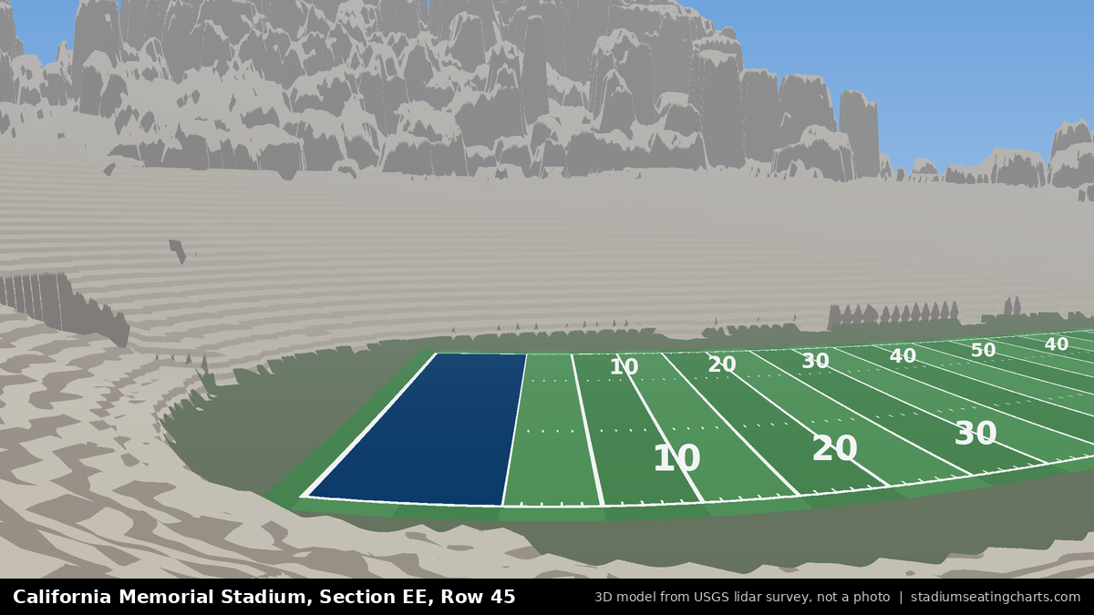 View from California Memorial Stadium Section EE, Row 45, looking toward the field