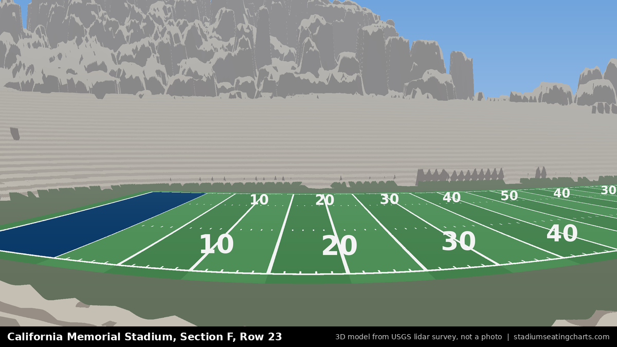 View from California Memorial Stadium Section F, Row 23, looking toward the field