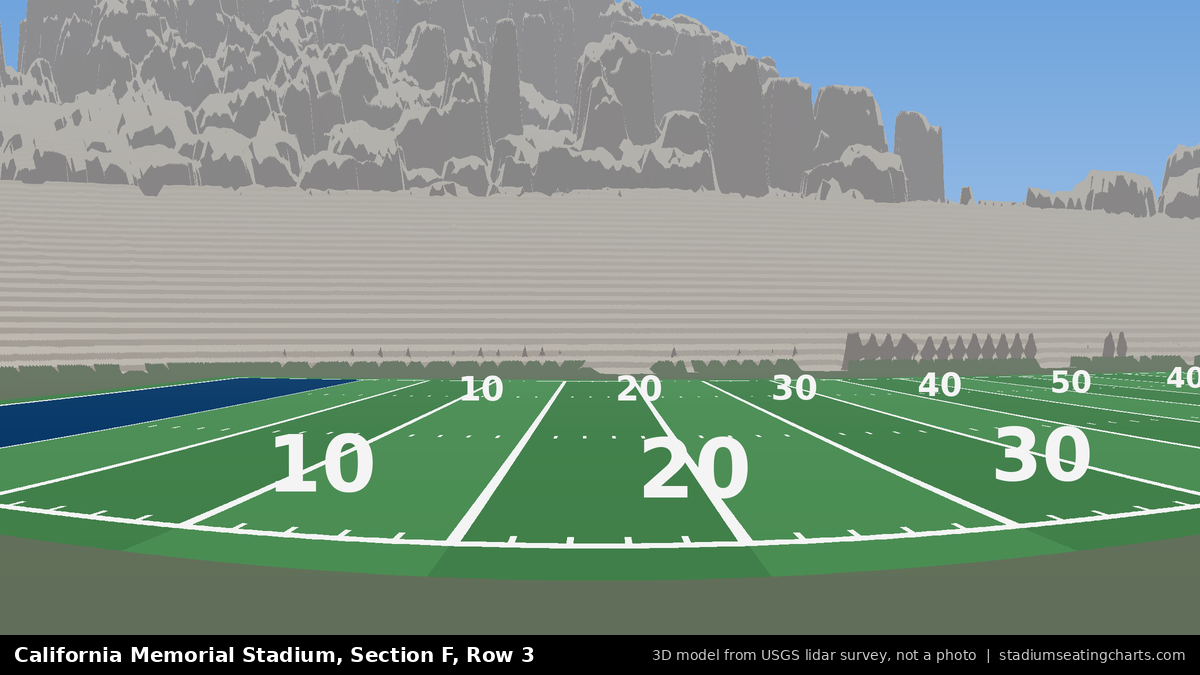 View from California Memorial Stadium Section F, Row 3, looking toward the field