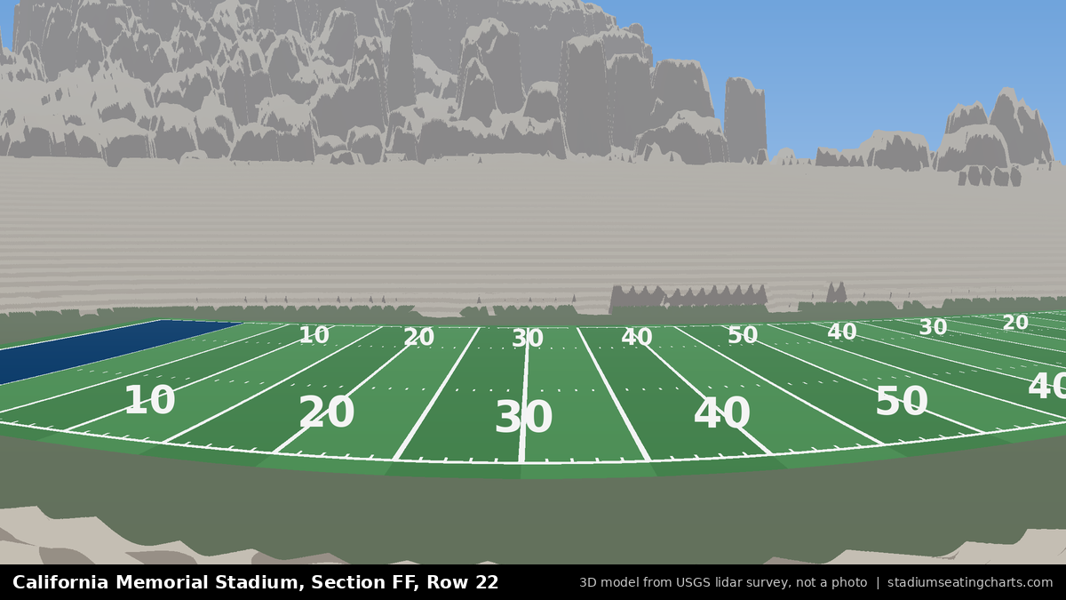 View from California Memorial Stadium Section FF, Row 22, looking toward the field