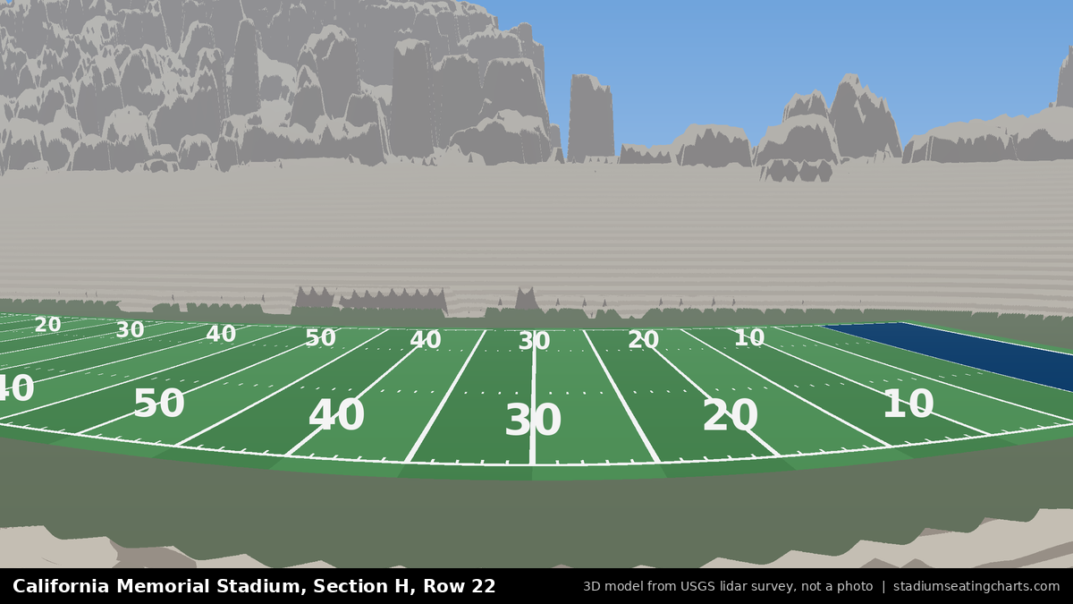 View from California Memorial Stadium Section H, Row 22, looking toward the field