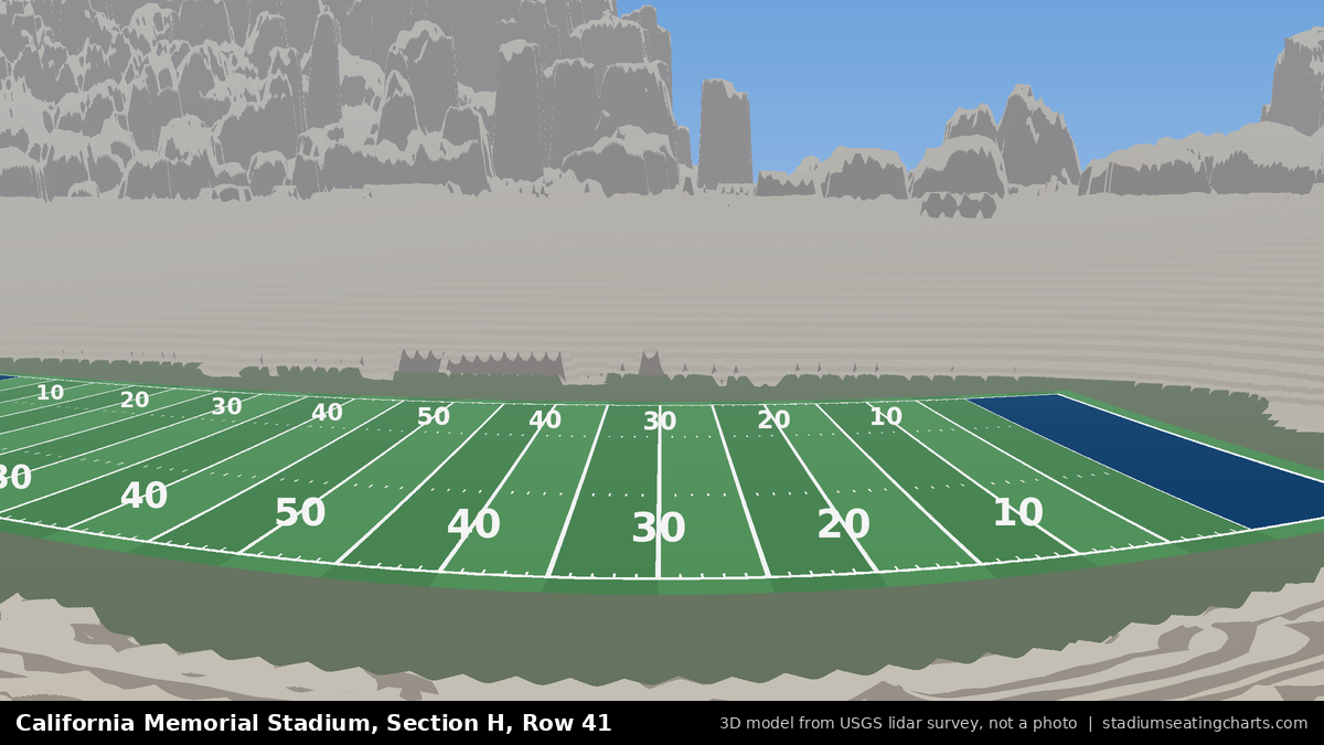 View from California Memorial Stadium Section H, Row 41, looking toward the field
