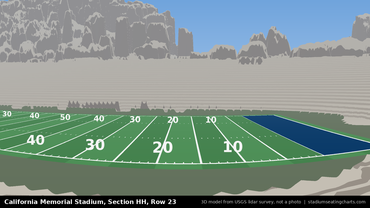 View from California Memorial Stadium Section HH, Row 23, looking toward the field