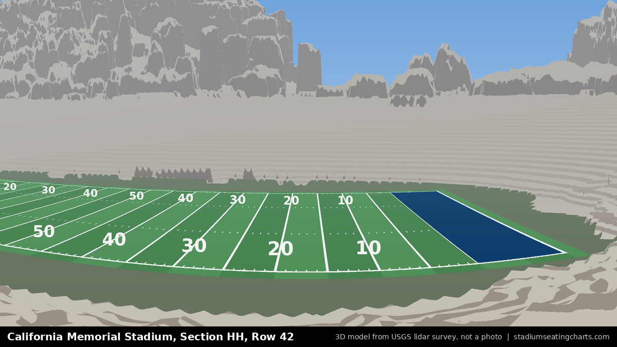 View from California Memorial Stadium Section HH, Row 42, looking toward the field