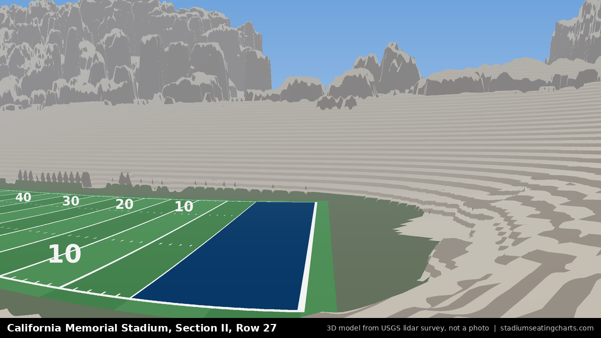 View from California Memorial Stadium Section II, Row 27, looking toward the field