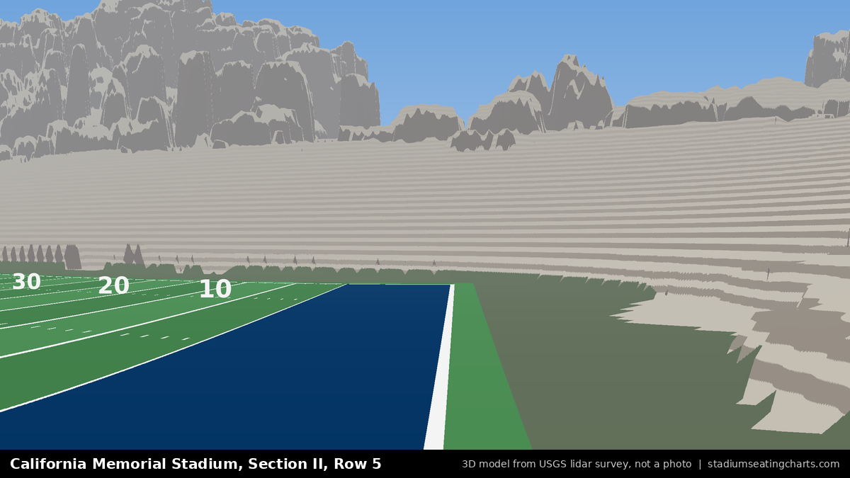 View from California Memorial Stadium Section II, Row 5, looking toward the field