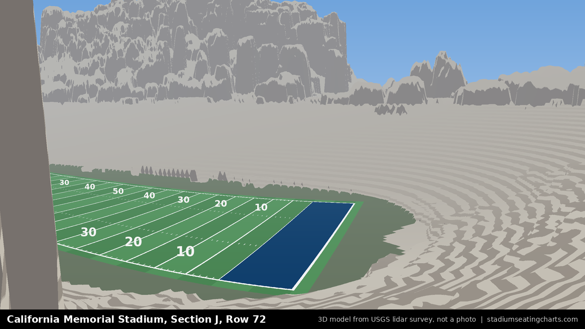 View from California Memorial Stadium Section J, Row 72, looking toward the field