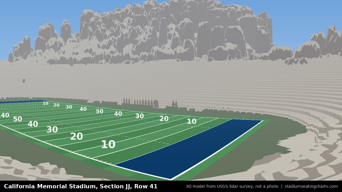 View from California Memorial Stadium Section JJ, Row 41, looking toward the field