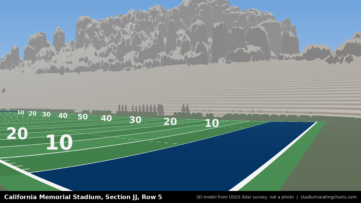 View from California Memorial Stadium Section JJ, Row 5, looking toward the field