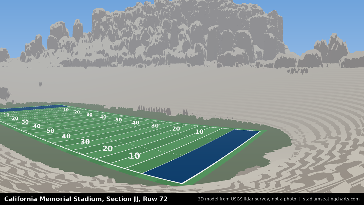 View from California Memorial Stadium Section JJ, Row 72, looking toward the field