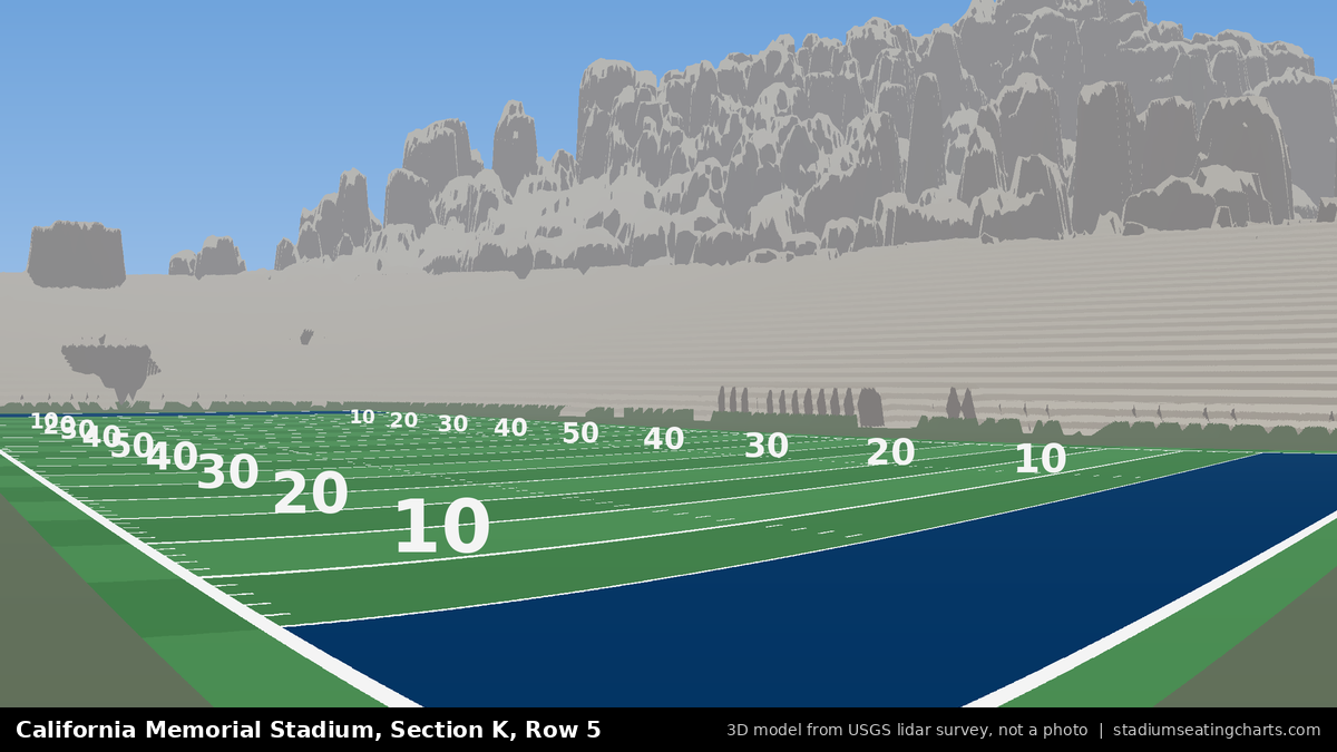 View from California Memorial Stadium Section K, Row 5, looking toward the field