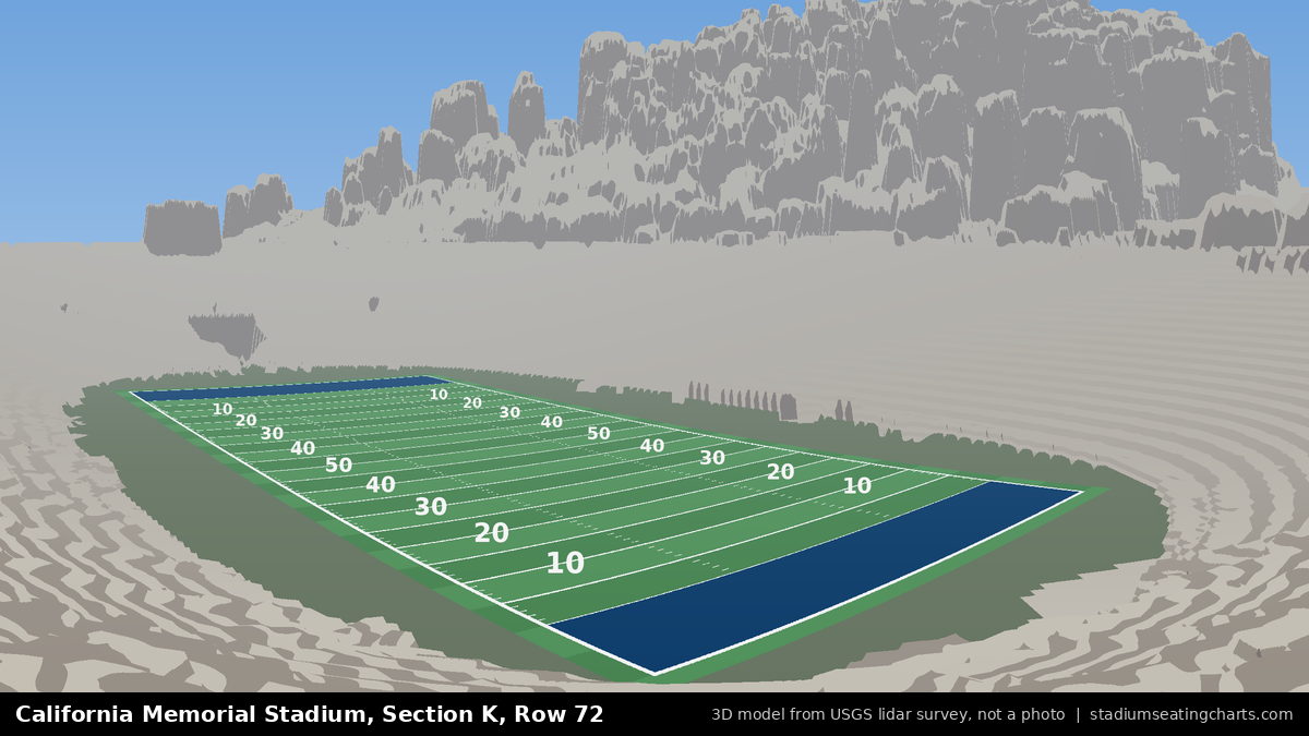 View from California Memorial Stadium Section K, Row 72, looking toward the field