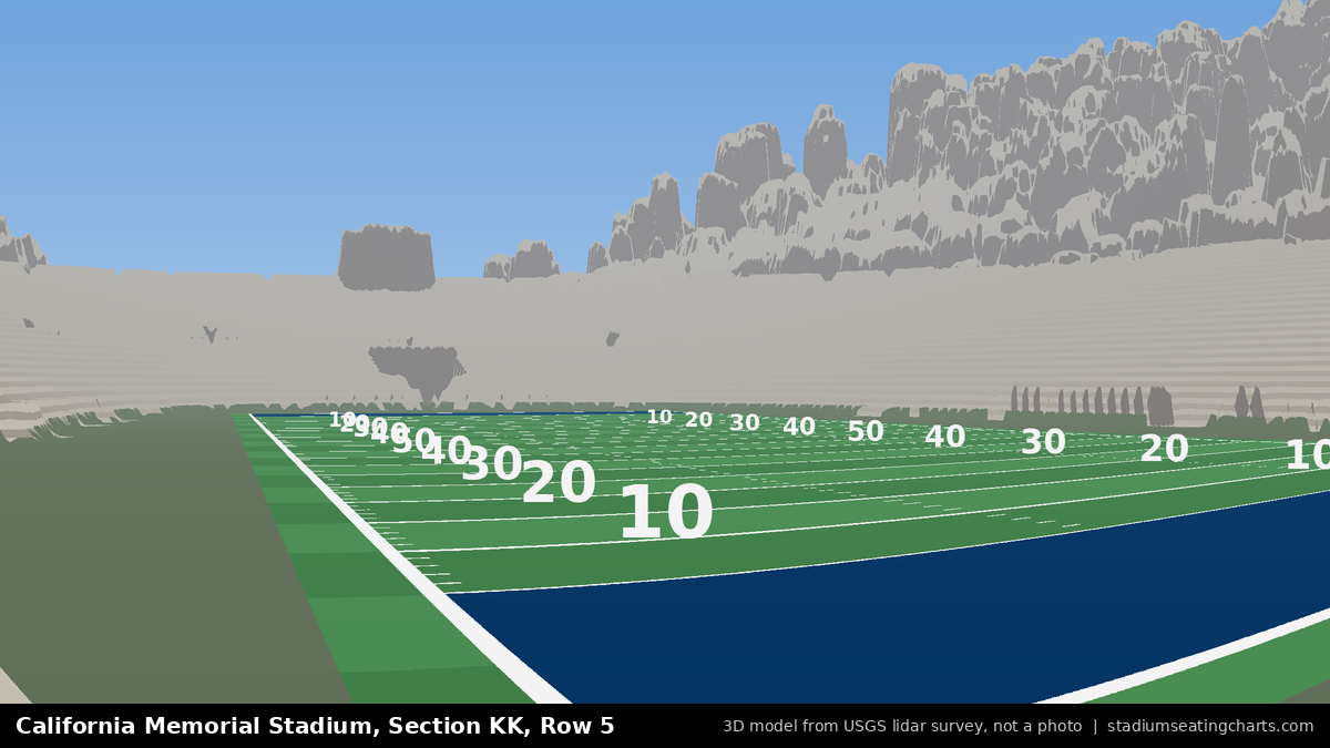 View from California Memorial Stadium Section KK, Row 5, looking toward the field