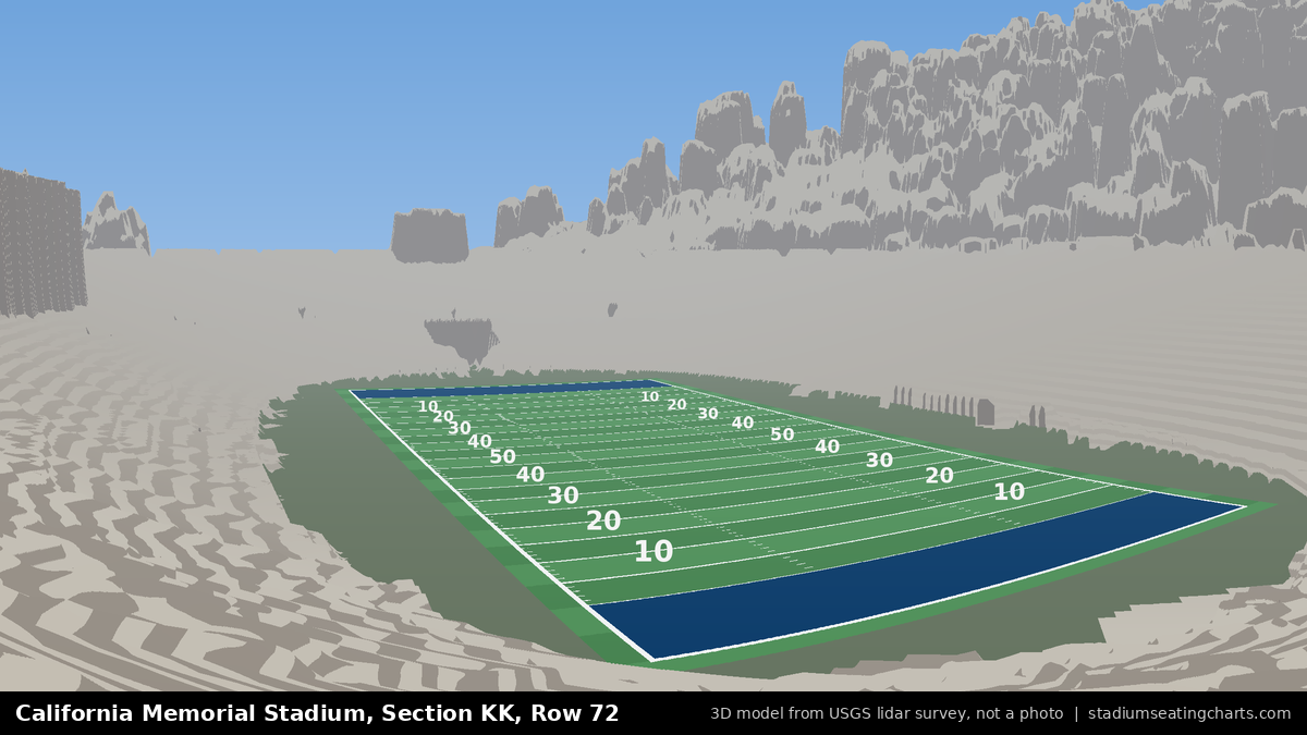 View from California Memorial Stadium Section KK, Row 72, looking toward the field