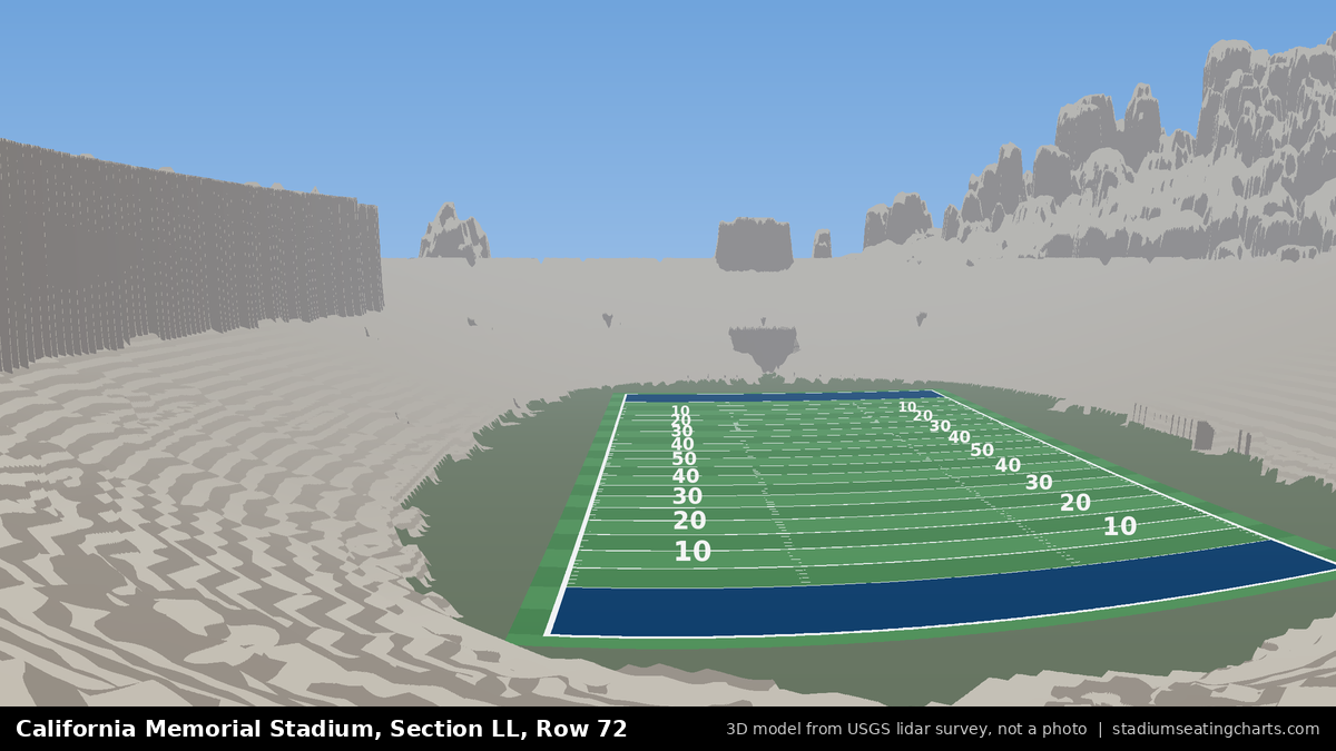 View from California Memorial Stadium Section LL, Row 72, looking toward the field