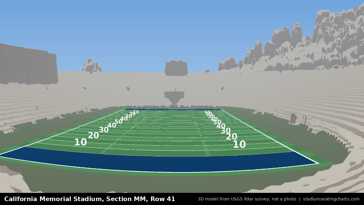 View from California Memorial Stadium Section MM, Row 41, looking toward the field